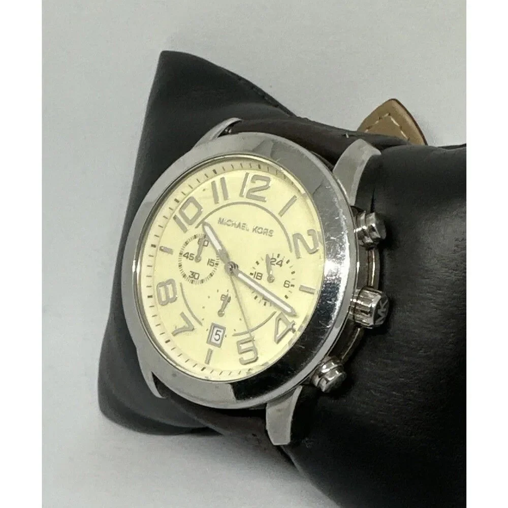 Michael Kors Mercer MK8292 Men's Brown Leather Analog Dial Quartz Watch HME597